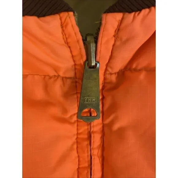 Vintage 80s Mens Reversible Hunting Puffer Vest Duck Down Kmart Neon Orange XL - Picture 4 of 12